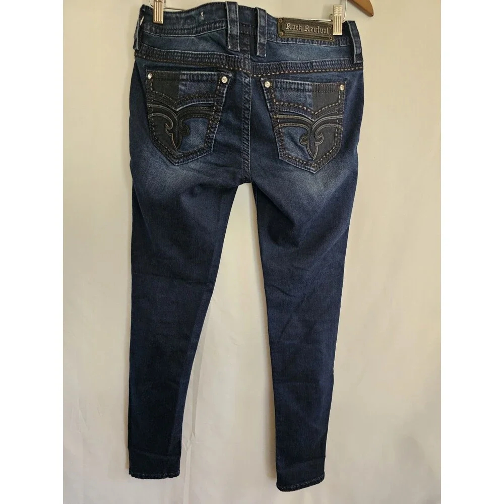 Rock Revival Jeans Women's Blue Denim Zea Skinny Size 29 - Picture 3 of 11